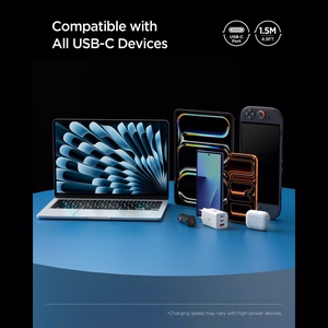 "Spigen Essential EB24015CC USB-C / USB-C 240W kabelis 150 cm - Baltas