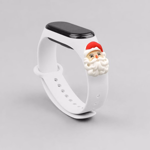 Dirželis Xmas Xiaomi Mi Band 3 / 4 Kalėdinis silikoninis dirželis apyrankė su Kalėdų Seneliu - balta