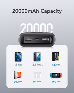 Išorinė baterija POWER BANK VEGER (L20S) 20000mAh (2xUSB; 1xType-C; QC3.0 20W) juoda