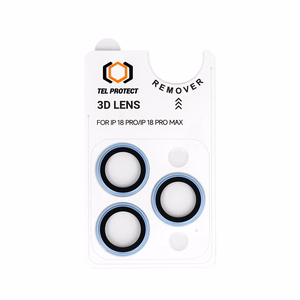 Tempered glass Tel Protect 3D Lens on camera for Iphone 18 Pro/18 Pro Max lightblue (lens 3 pieces)