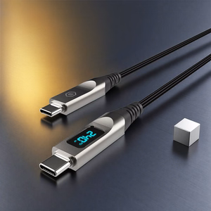 Blavec Lumix плетёный Кабель USB-C на USB-C PD 240 Вт 5A LED дисплей 1,2 м Apple CarPlay Android Auto (CLU-CC5BG12) чёрно-серый