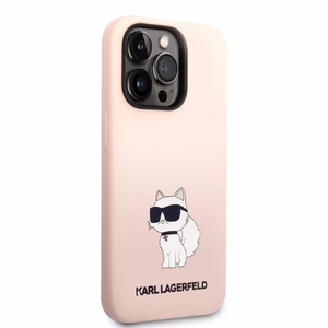 Karl Lagerfeld Silicone Choupette dėklas telefonui iPhone 14 Pro Max - rožinis