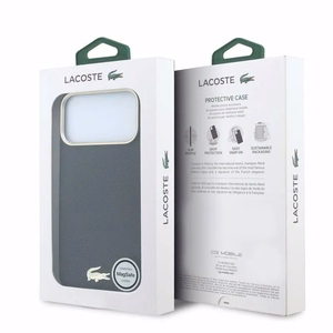 Dėklas Lacoste PU Leather Champs Elysees Gold Logo MagSafe Apple iPhone 18 Pro juodas