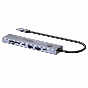 UNITEK USB-C 7-in-1 šakotuvas PD 100W HDMI 2.0 su įjungimo/išjungimo jungikliu