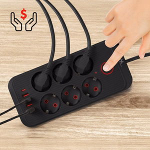 Maclean elektros paskirstytuvas, 6 lizdai + 4xUSB prailginimo laidas, 110–240 V kintama srovė, 50/60 Hz, 2,1 A, maks. 2500 W, 1,5 m, juodas, MCE389 B