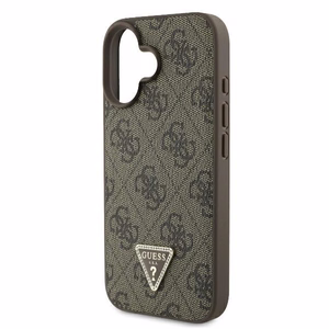 Guess odinis metalinis logotipas su strazais dėklas telefonui iPhone 16 - ruda