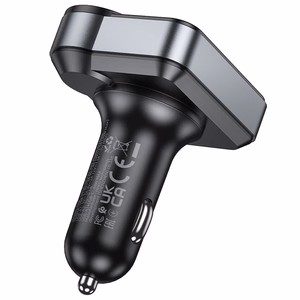 Automobilio bluetooth siųstuvas Hoco 2 x USB A + USB C QC3.0 PD 48W E86 juodas