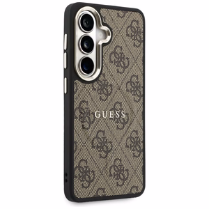 „Guess 4G Embossed Ring“ dėklas su „MagSafe“, skirtas „Samsung Galaxy S26 Plus“, rudas