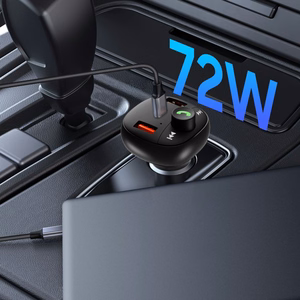 Tech-Protect CC06 PD72W 3 jungčių automobilinis įkroviklis su FM siųstuvu, juodas