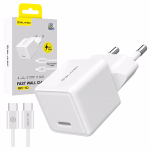 Blavec BC-10 tinklo įkroviklis Type C PD 25W 3A su Type C - Type C laidu baltas