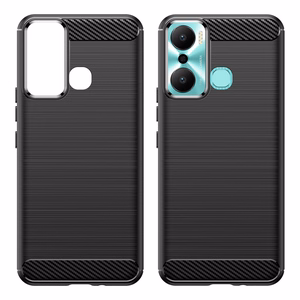 Carbon Case чехол для Infinix Hot 20 Play гибкая силиконовая карбоновая крышка чёрный