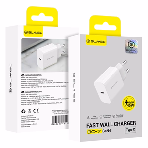 Blavec Sieninis įkroviklis BC-7 GaN4 - Type C - PD QC 45W 3A (TCBC7G4-CW453A) baltas