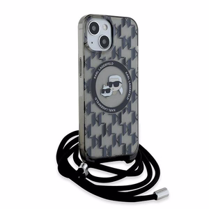 Karl Lagerfeld IML Crossbody Monogram Karl & Choupette Head Magnetinis dėklas iPhone 15 / 14 / 13 - juodas