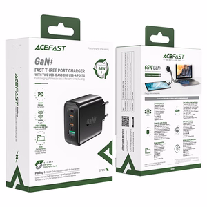 Acefast greitas įkroviklis GaN (2xUSB-C / USB-A) PPS / PD / QC4+ 65W baltas (A41)