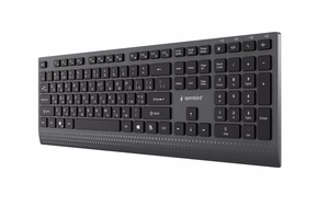 Gembird KB-MCH-06-CYRL Plona laidinė multimedijos klaviatūra su C tipo adapteriu, kirilicos išdėstymas, juoda