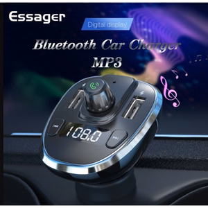 Automobilinis įkroviklis Essager Dynamic sidabrinis (įkroviklis / FM siųstuvas / USB atmintis / laisvų rankų įranga)