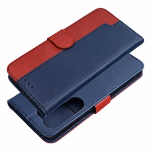 Atverčiamas dėklas Motorola G67 / G77 Split Book, tamsiai mėlynas ir raudonas