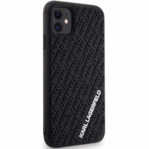 Karl Lagerfeld KLHCN613DMKRLK iPhone 11 / Xr 6.1" juodas/juodas kietas dėklas 3D Guminis Multi Logotipas
