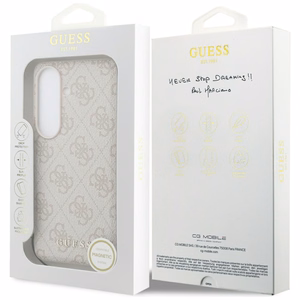 „Guess 4G Classic Logo Charm“ dėklas su „MagSafe“, skirtas „Samsung Galaxy S26“, rožinis