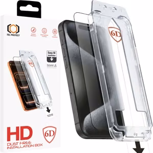 Tel Protect Dust-Free Easy Fit Full Glue 6D grūdintas stiklas skirtas Iphone 15 Pro Max juodas