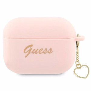 Guess GUAP2LSCHSP AirPods Pro 2 dėklas rožinis/rožinis Silikoninis Žavesio Širdies Kolekcija