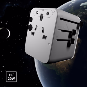 Universalus kelioninis adapteris su USB-A ir 2x USB-C P