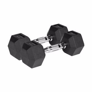 REBEL ACTIVE Rubber-coated cast iron dumbbells 2x5 kg