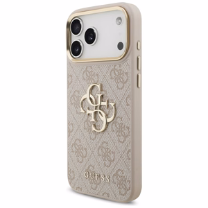 Guess 4G Big 4G Classic Logo Big Strap Metal Buttons dėklas iPhone 17 Pro Max - rožinis