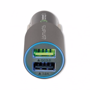 Automobilinis įkroviklis Rapid 30W su Quick Charge, matinis pilkas