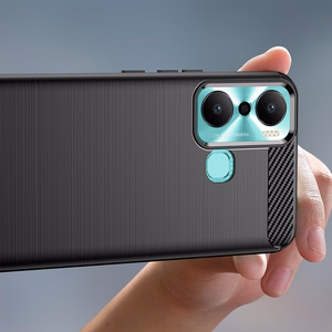 Carbon Case чехол для Infinix Hot 20 Play гибкая силиконовая карбоновая крышка чёрный