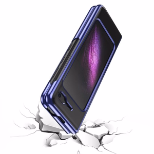 Plating dėklas kietas dėklas su elektroplokštės rėmeliu Samsung Galaxy Fold mėlynas