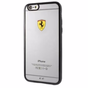 Ferrari kietasis dėklas FEHCP6LBK iPhone 6/6S Plus lenktyninis skydelis skaidrus juodas