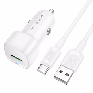 Borofone BZ34 Cloud car charger USB QC 3.0 18W with USB to Type-C cable white