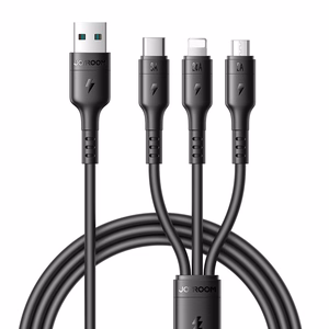 USB Laidas Joyroom S-A61 USB-A į USB-C/Lightning/MicroUSB 3.5A 1.2m juodas
