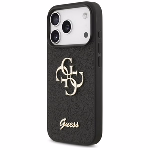 Guess PU Fixed Glitter 4G Metal Logo case for Apple iPhone 18 Pro, Black