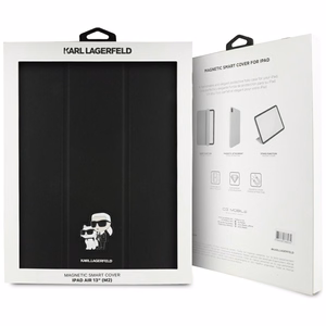 Karl Lagerfeld Saffiano Magnetic Karl & Choupette iPad Air 13" 2024 Book Cover Case - Black