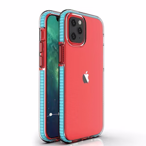 Spring Case прозрачный TPU гелевый защитный чехол с цветной рамкой для iPhone 13 mini голубой