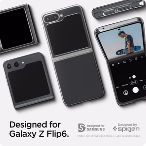 Spigen AirSkin dėklas, skirtas Samsung Galaxy Z Flip6 / Z Flip7 FE, visiškai skaidrus