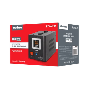 Rebel POWER-800 emergency power supply, pure sine wave inverter with charging, 12 V / 230 V, 800 VA / 500 W
