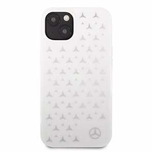 Mercedes sidabrinių žvaigždžių rašto dėklas telefonui iPhone 13 mini – baltas