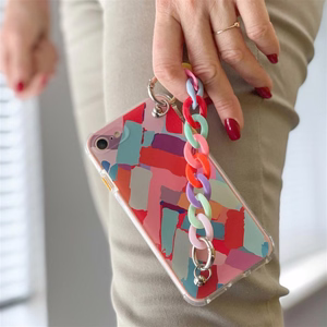 Color Chain Case gelinis lankstus elastinis dėklas su grandinėlės pakabuku Xiaomi Redmi 10 įvairiaspalvis