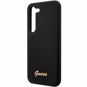 Guess GUHCS23MSLSMK S23+ S916 juodas/juodas kietas dėklas Silikoninis Vintage Gold Logo