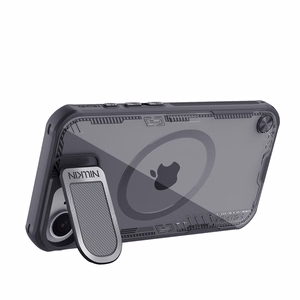 Nillkin Iceblade Prop magnetinis dėklas su objektyvo dangteliu ir stovu iPhone 16e telefonui - juodas