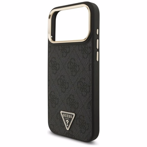 Guess чехол для iPhone 17 Pro Max совместимый с MagSafe GUHMP17XP4GTDGMK (4G PU W/ Triangle Logo) золотой чёрный