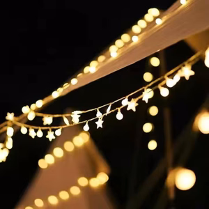 LED girlianda 10M (80 LED lempučių) USB žvaigždės + rutuliukai, šiltai balta