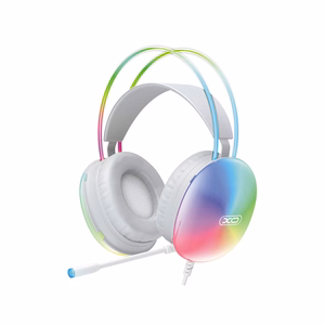 XO wired headphones GE11 jack 3,5mm - USB-A white RGB microphone