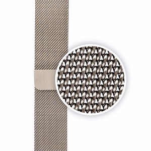 Crong Milano Steel nerūdijančiojo plieno dirželis, skirtas Apple Watch 38 / 40 / 41 mm ir 42 mm (Series 10 / 11), šampano spalvos