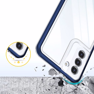 Skaidrus 3in1 dėklas Samsung Galaxy S21 + 5G (S21 Plus 5G) rėmelio gelinis dangtelis mėlynas