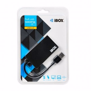 iBox IUH3F56 šakotuvas USB 3.2 Gen 1 (3.1 Gen 1) Type-A 5000 Mbit/s Juodas
