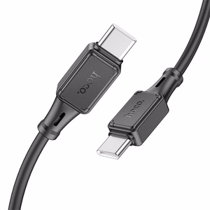 Силиконовый кабель HOCO Type-C - Type-C, 60W, чёрный, 1м